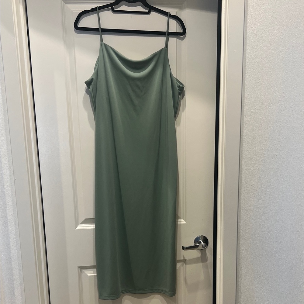 H&M Sage Green Slip Midi Dress